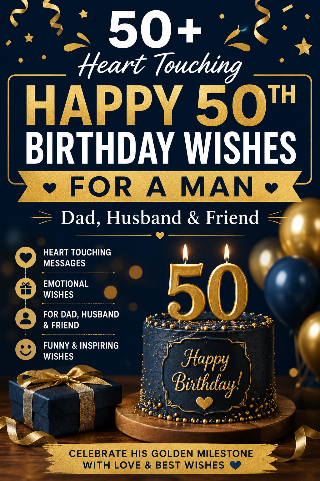 50+ Heart Touching Happy 50th Birthday Wishes for a Man (Dad, Husband & Friend)